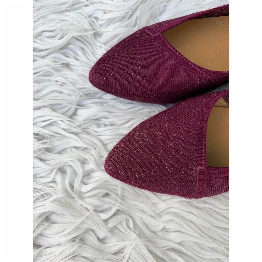 Hush Puppies Bounce Womens Flats Burgundy Sparkle Pointed Toe Slip-On
